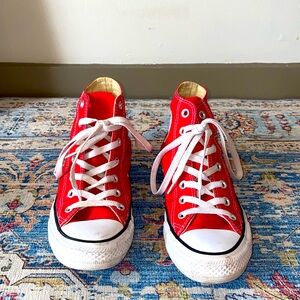 Women’s 8 red high top Converse